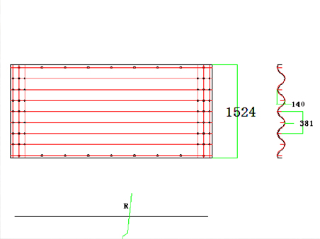 Corrugation 380mm x 140mm