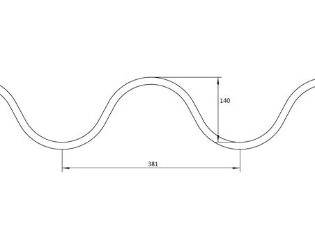 Corrugation 380mm x 140mm