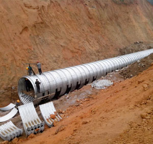 Corrugated metal pipe diameter 3 meters in double Guang express way